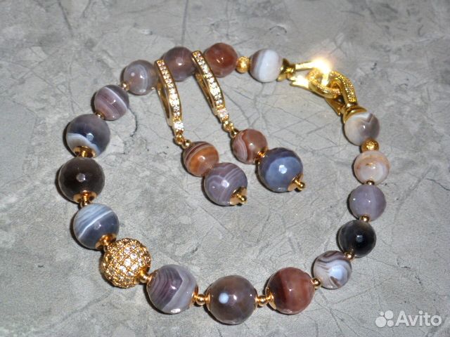 Комплект украшений из агата Ботсвана