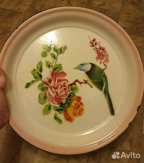 Эмалированное блюдо поднос 50 годы, старый китай