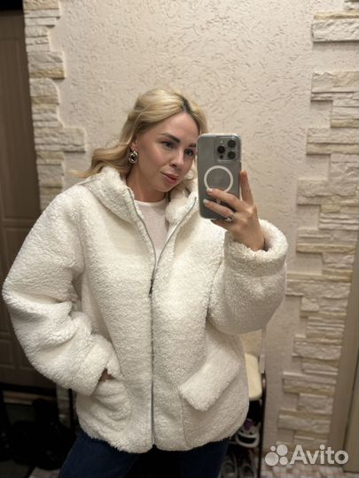 Искусственная шуба белая тедди