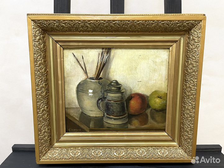 Антикварная картина на дереве 