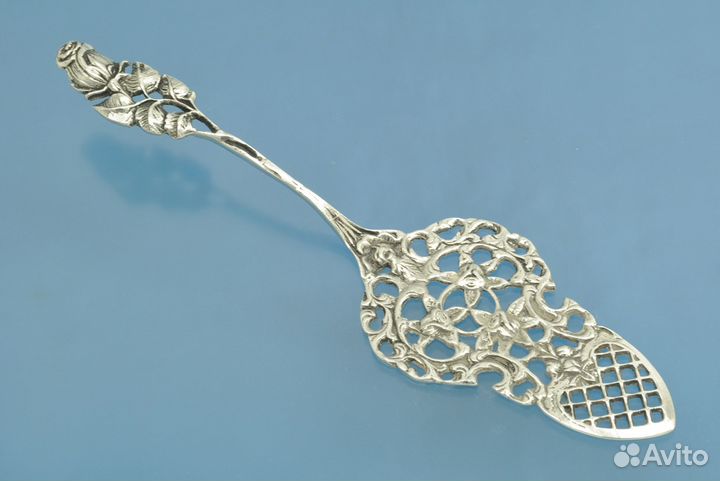 Лопаточка для торта серебро 800 пробы Роза