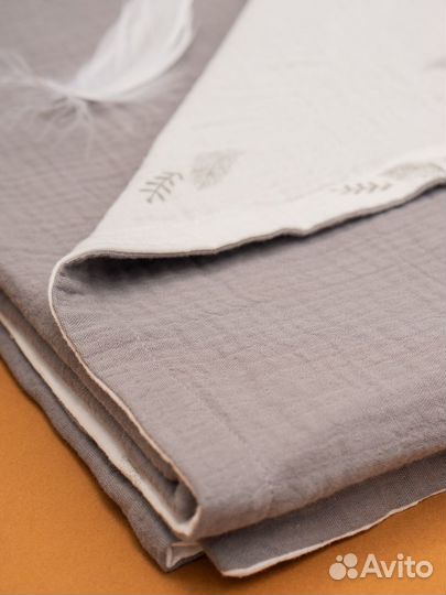 Серый плед детский муслиновый 4-слойный 90x120