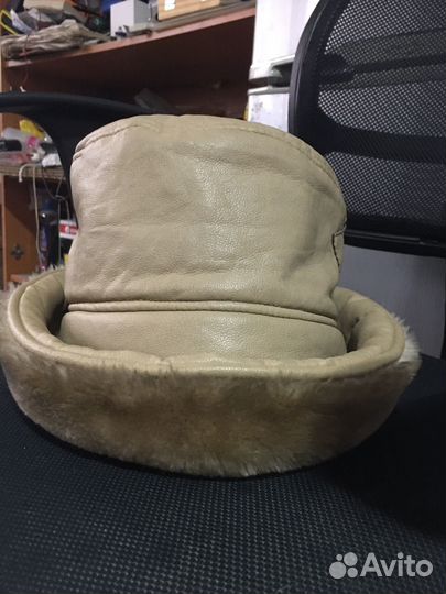 Шляпа панама женская с мехом, кожа, зимняя