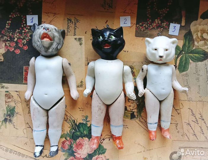 Антикварные куколки зверята
