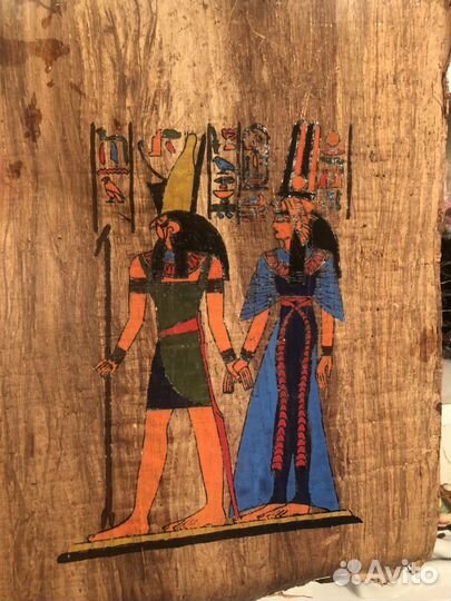 Папирус из Египта Боги Гор и Нефертари