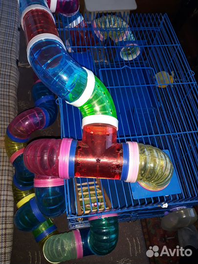 Клетка для грызунов полутораэтажная с тоннелем