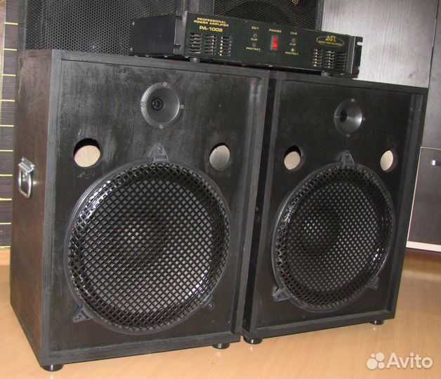 Колонки F-New 1086Вт Pro 2ш BassDyn-38sm+Вч+AMP-ST
