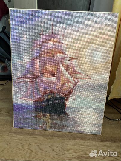 Картина мозаика готова Корабль