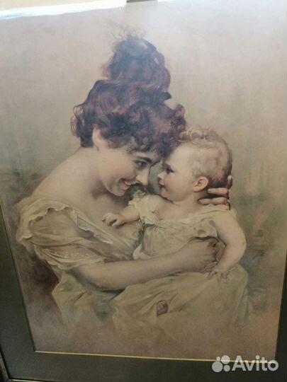 Картина Альфред Шварц Женщина с ребёнком 19в
