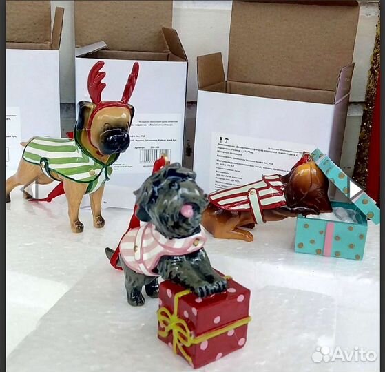 Елочная игрушка. Собака полистоун