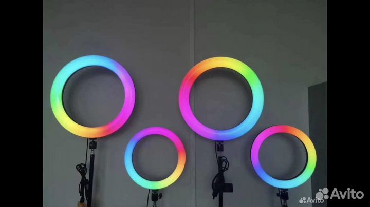 Набор кольцевая лампа цветная 30см