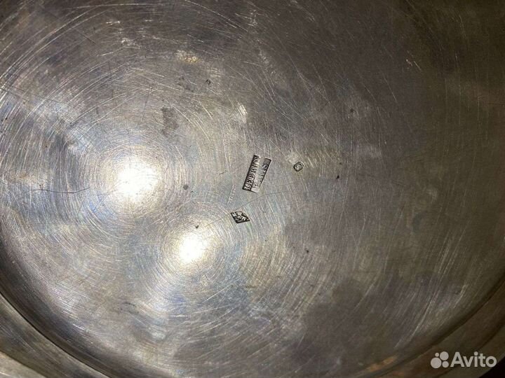 Старинное серебреное блюдце