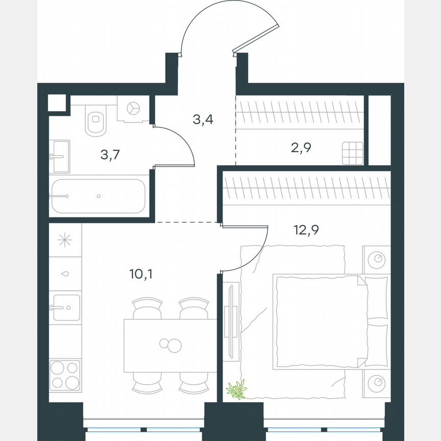 1-к. квартира, 33 м², 13/48 эт.
