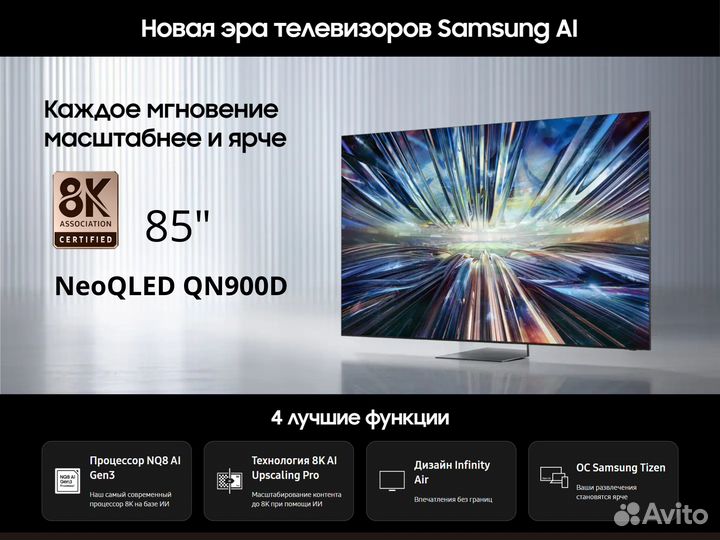 Телевизор 8K samsung Neo qled QE85QN900D 2024