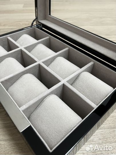 Шкатулка для наручных часов со стеклом black-2