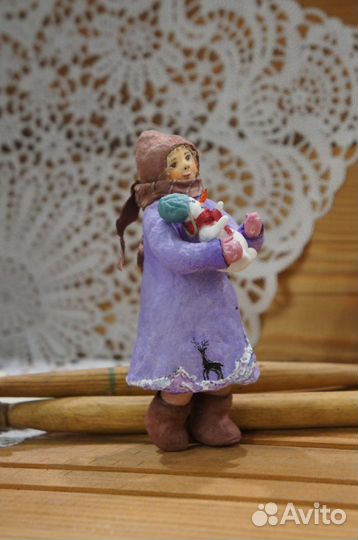 «Девочка со снеговиком» елочная игрушка