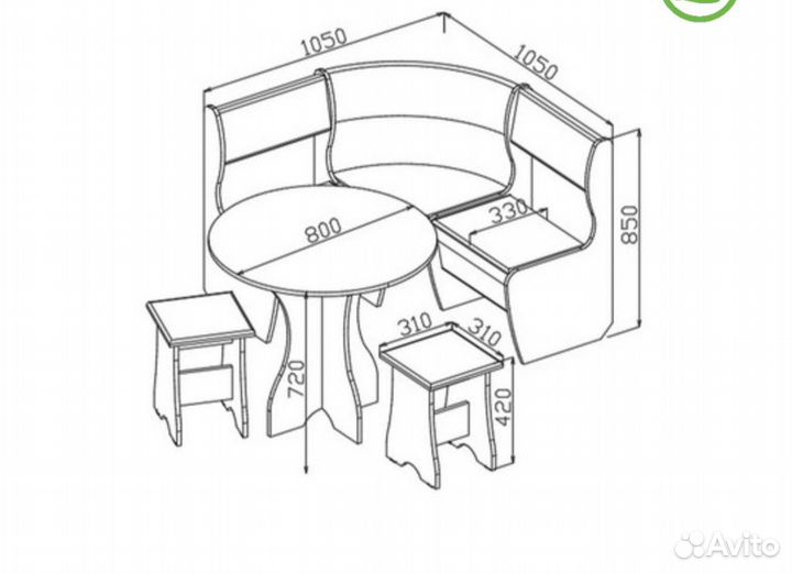 Кухонный уголок со столом и стульями бу