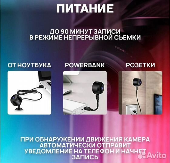 Камера видеонаблюдения wifi мини