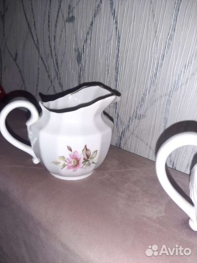 Сахарница и молочник Вербилки косный фарфор