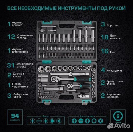 Набор инструментов 94 предмета Stels 14106