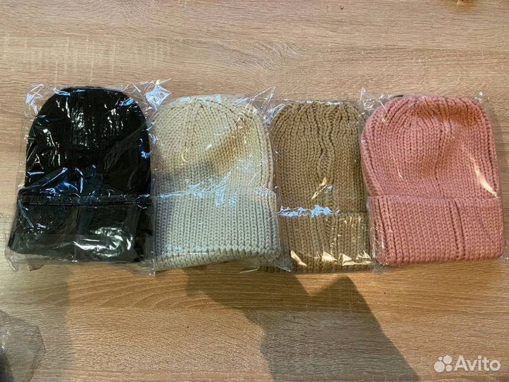 Двойная теплая шапка мелкой вязки Шапки Оптом