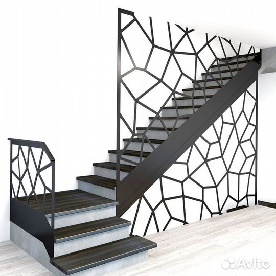 Лестница на металлическом каркасе дизайн 4083
