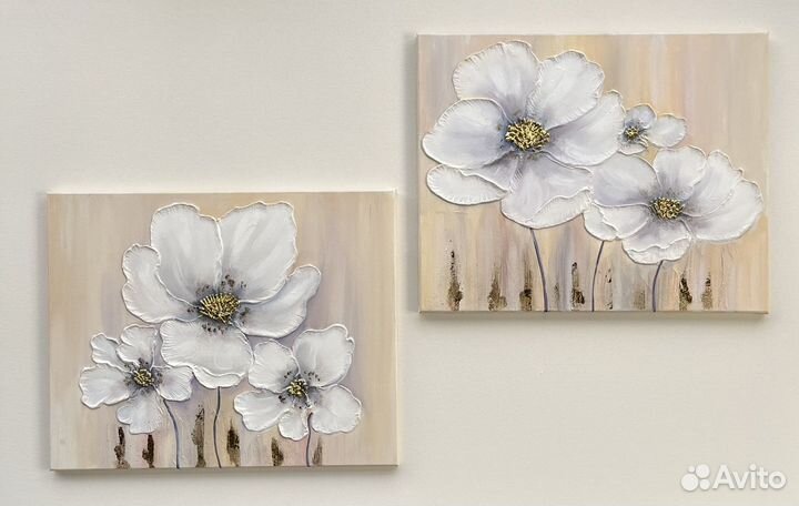 Картины с цветами на холсте, 40х50 см