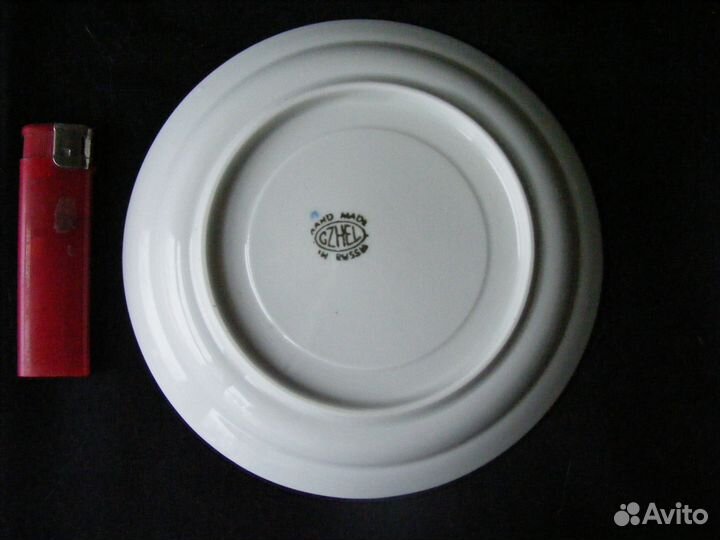 Пепельница с трубкой. Блюдце. Чайник (кобальт)