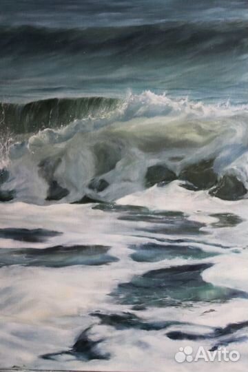 Картина маслом волны море