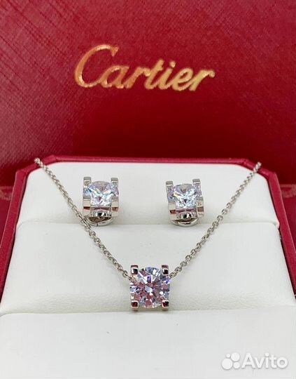 Серьги кулон кольцо Cartier серебро