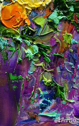 Картина маслом, Цветы-Купавки, 24х18 см