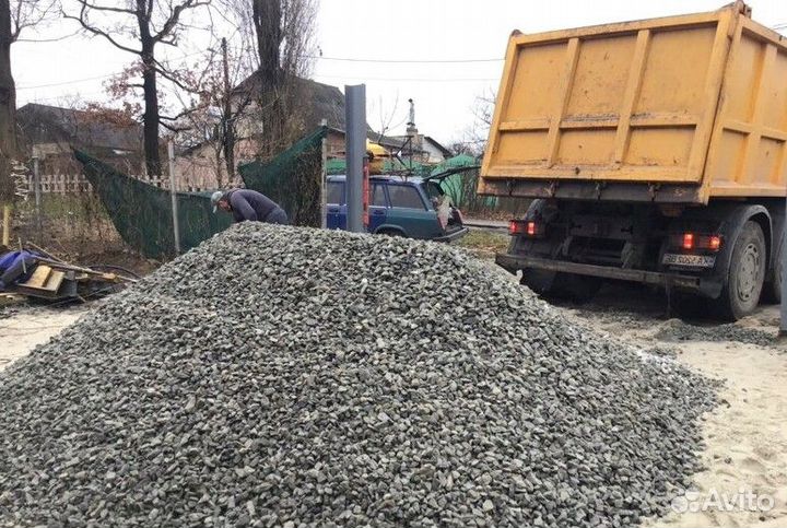 Щебень, песок, отсев, чернозём, пгс, уборка снега