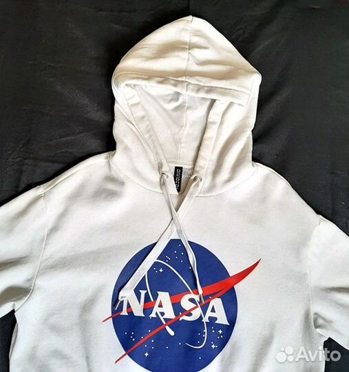 Белое худи с принтом Nasa Размер 48