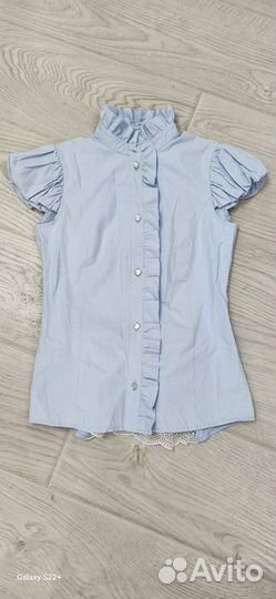 Блузка для девочки голубая 158 размер