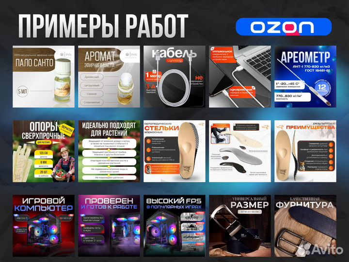 Инфографика для маркетплейсов WB, Ozon, Авито