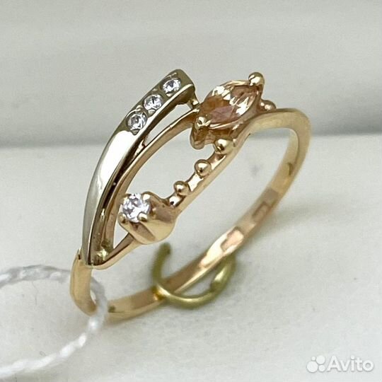 Кольцо / размер 17 / 1,50г / Золото585 / фианиты овальные