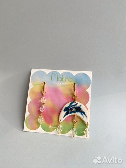 Керамические серьги с золотым напылением