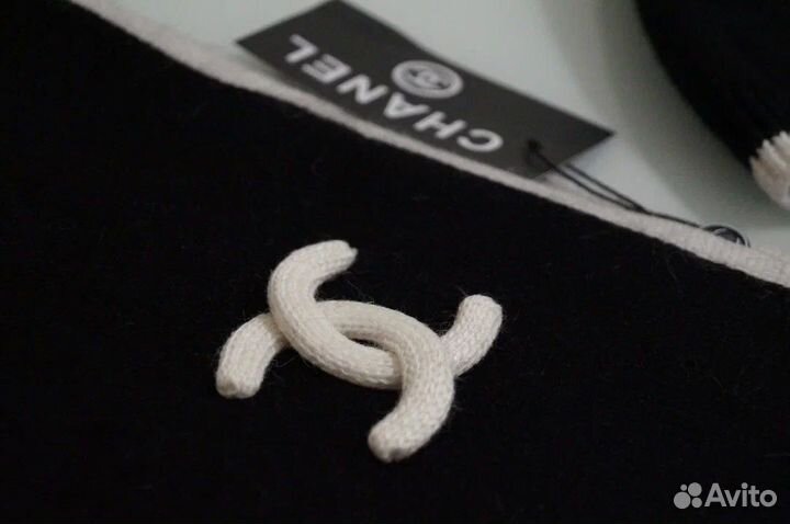 Chanel шапка+шарф+перчатки