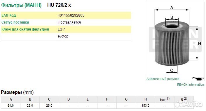 Фильтр масляный(картридж)