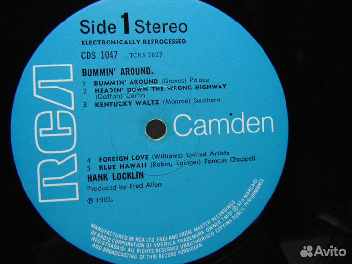 Пластинка (LP).Hank Locklin.Country Style.390