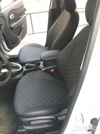 Чехлы KIA Soul Экокожа ромб Автопилот