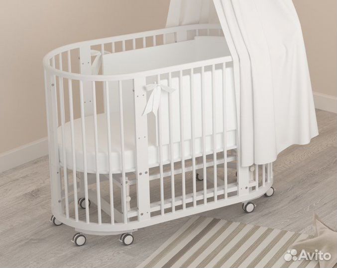 Кроватка детская трансформер белая