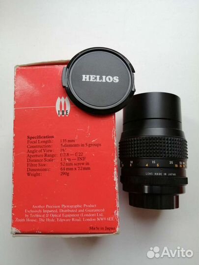 Объектив Helios 135/2,8, новый,производство Япония