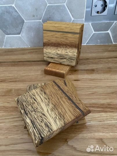 Комплект подстаканников из дерева, подарок маме