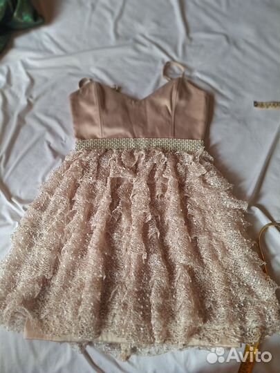 Бежевое платье malina fashion