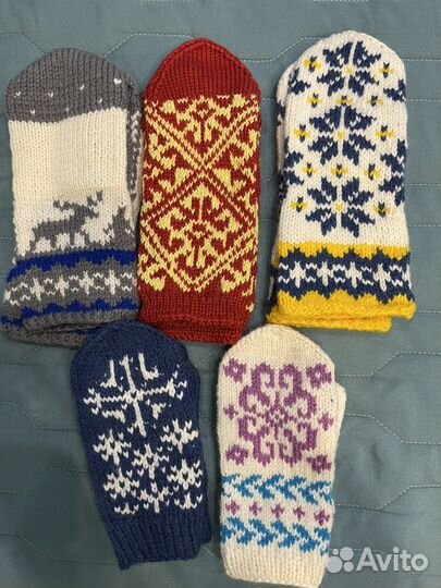 Варежки вязаные ручной работы