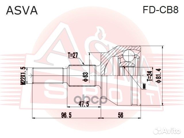 Шрус внешний перед прав/лев fdcb8 asva