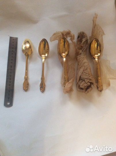 Ложки десертные позолоченные Кольчугино новые 2 уп