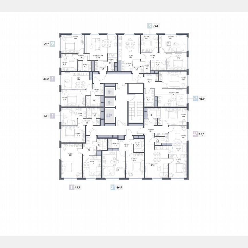3-к. квартира, 73,5 м², 23/25 эт.