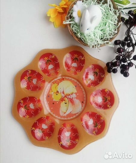 Тарелка пасхальная стекло